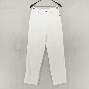 Le Collezioni Structure White Irish Linen High-Waisted Straight-Leg Pants P747